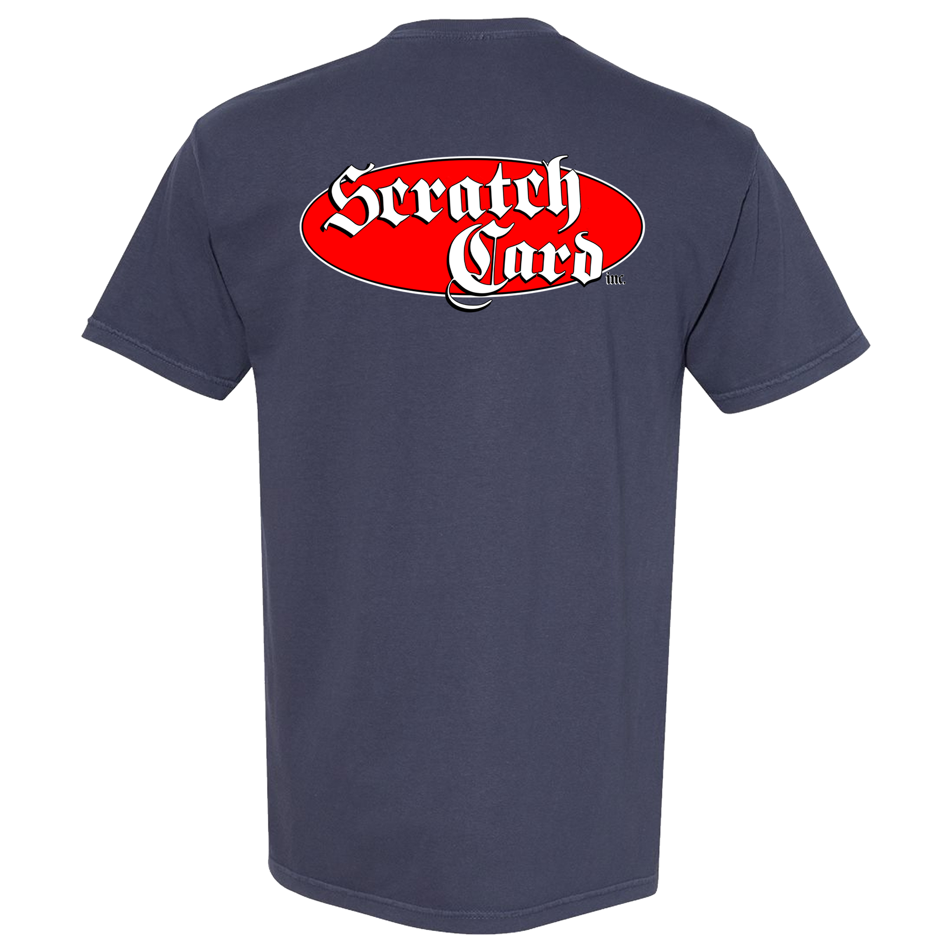NAVY SCRATCHCARD INC LOGO TEE