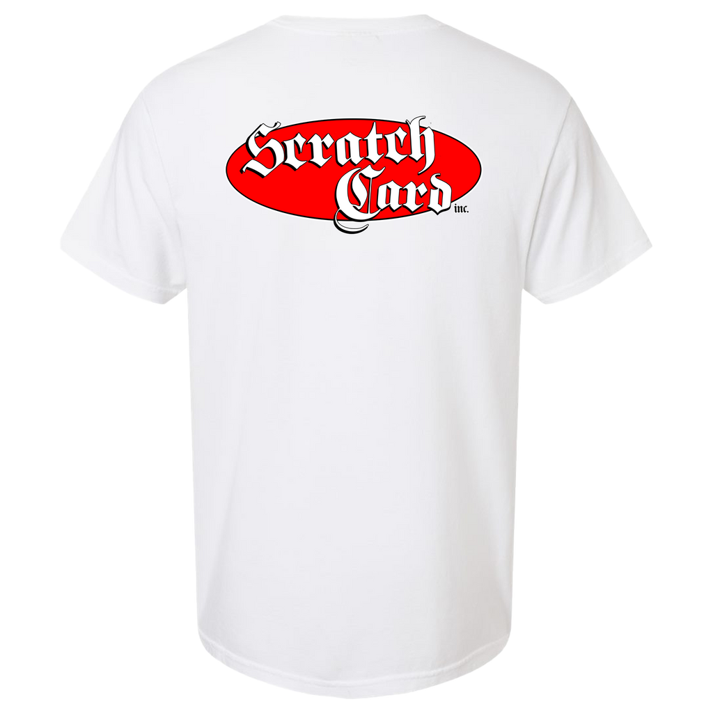 WHITE SCRATCHCARD INC LOGO TEE