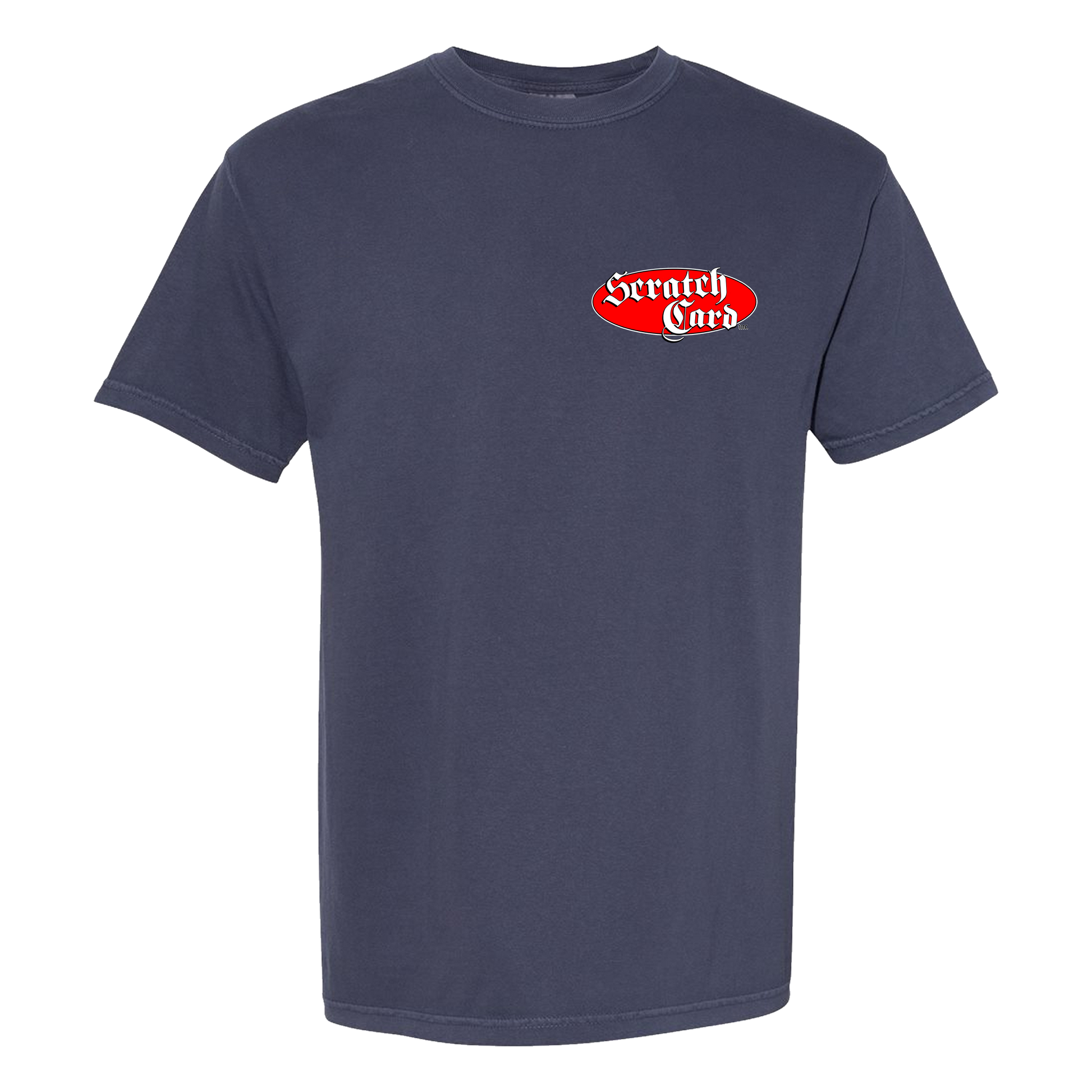 NAVY SCRATCHCARD INC LOGO TEE